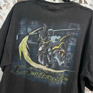 vintage Gundam Deathscythe Duo Maxwell Black Cotton Graphic T-Shirt L (22.5x29)